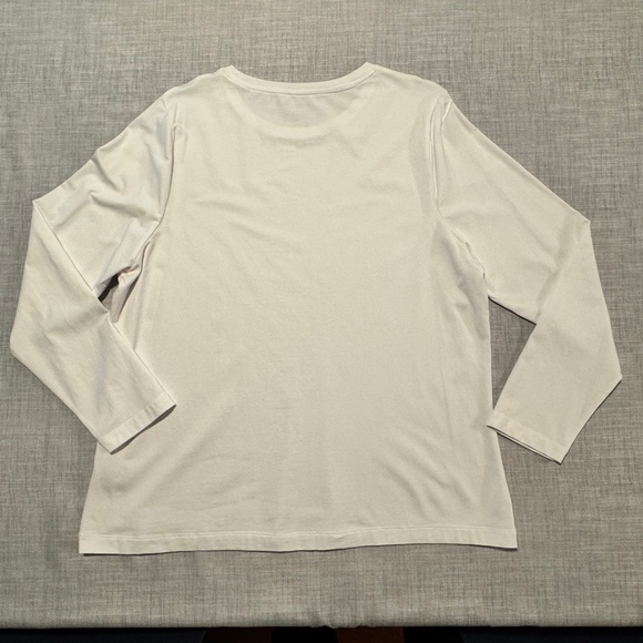 💙 Simons Contemporaine Supima Cotton Long Slv Tee XXL White Slighty Sheer NWOT - Picture 2 of 10